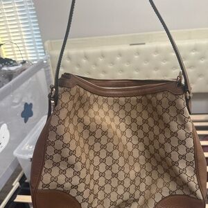 Gucci Tan and Brown GG Shoulder Bag